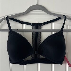 Xhileration Black Wireless Lace Racerback Bra 36C NWT